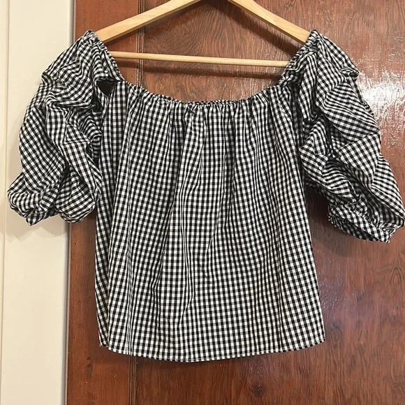 Aqua - Off the shoulder gingham top - Picture 2 of 3